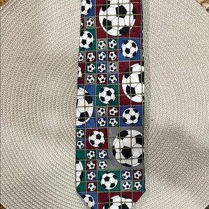 Soccer Patterned Silk Tie - Multicolor